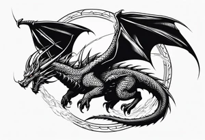 Dragon flying vertical through clouds tattoo idea