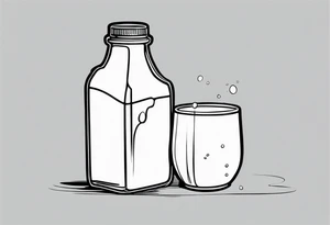 bottle of milk spilled onto the table tattoo idea