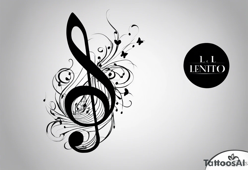 Simple minimalist tattoo in the style of single needle art depicting musical notes in the letters “l” and “r” tattoo idea