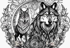wolf and stag playing tattoo idea
