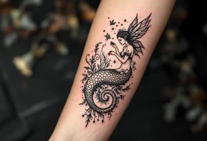 mermaid and fairy small tattoo idea