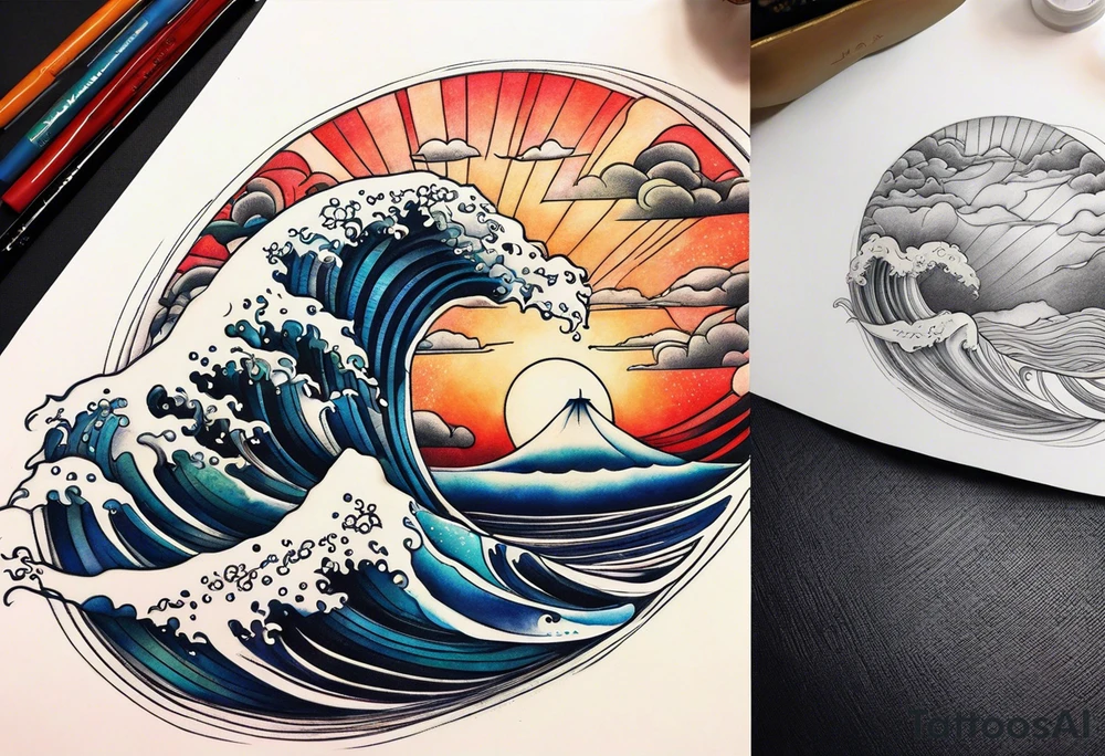Whale ascending towards light tattoo idea