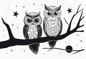 Winter night sky, owls tattoo idea