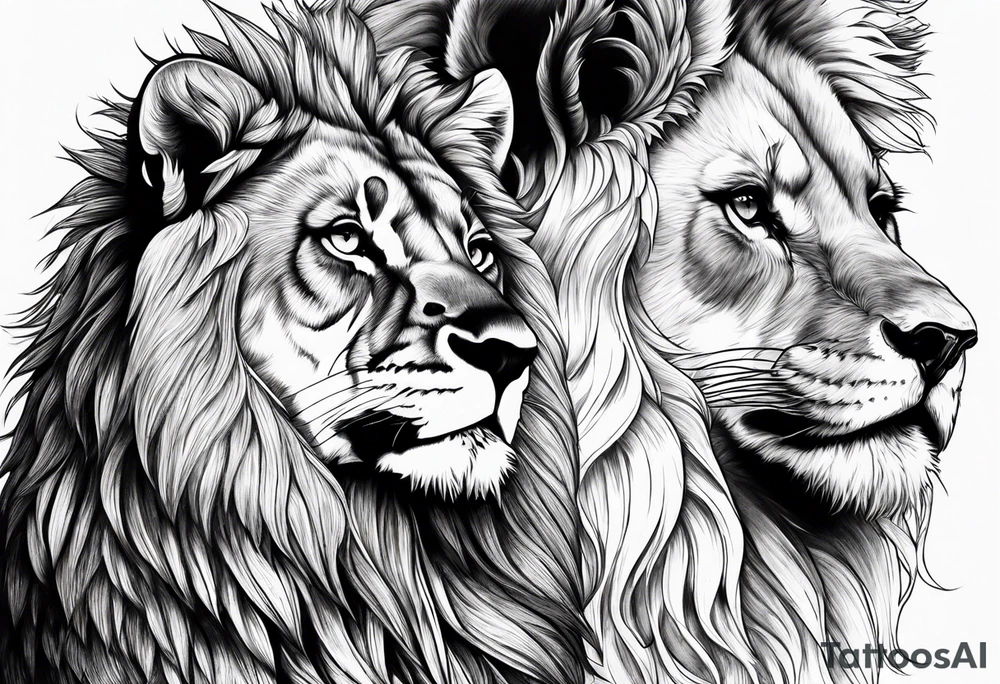 lion, fox, side by side tattoo idea