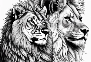 lion, fox, side by side tattoo idea