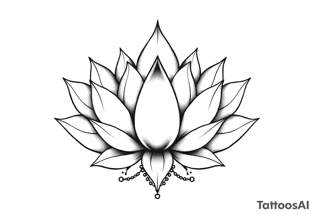 Lotus flower with dotwork chains tattoo idea