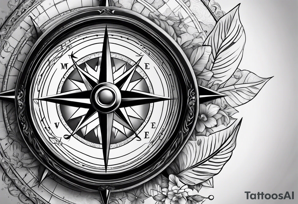 compass with globe tattoo idea