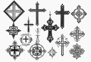Simple cross tattoos with a date tattoo idea