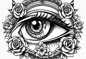 Eye of Ra with roses tattoo idea