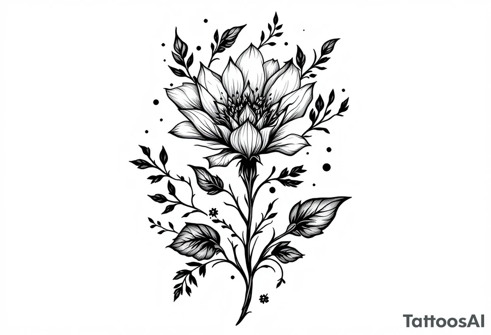 "She gave me a reason to live" as the stem blooming into a flower tattoo idea