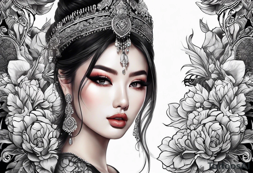 พระแม่มาลี ดอกบัว นก tattoo idea