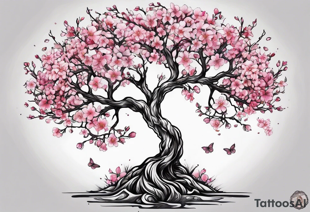 Tree of life cherry blossoms tattoo idea