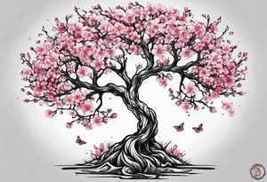 Tree of life cherry blossoms tattoo idea