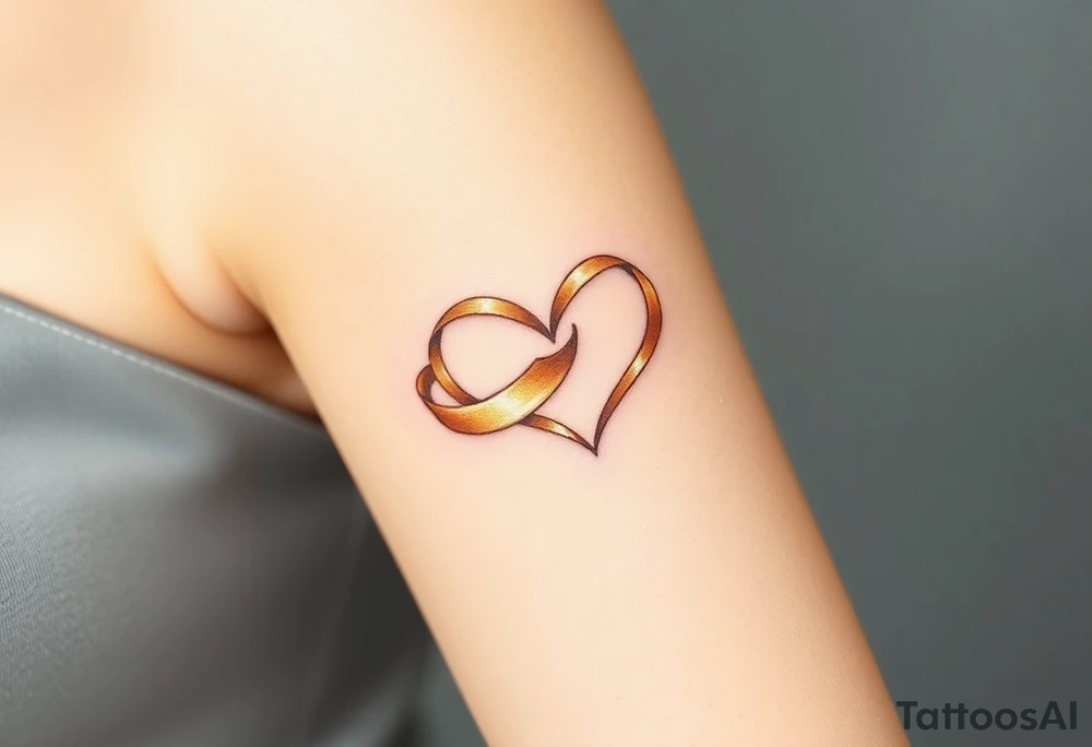 An infinity symbol wrapped in a silk ribbon forming a heart, shaded in soft gold and champagne hues, evoking wedding elegance tattoo idea