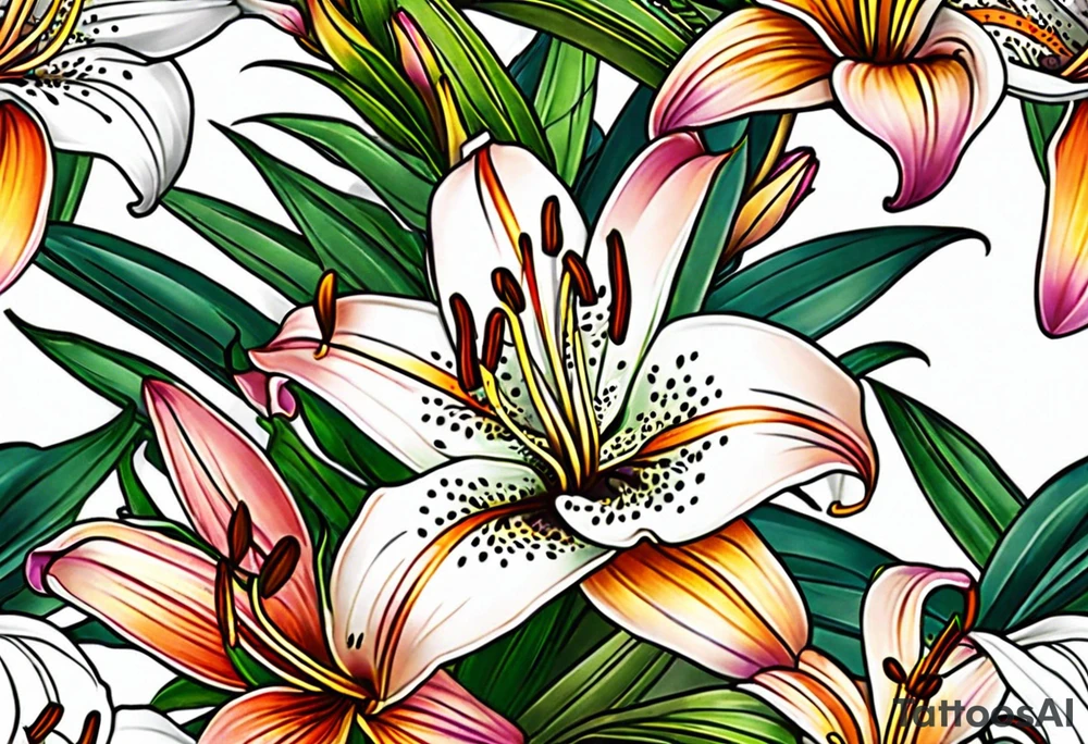 tiger lily flower tattoo idea