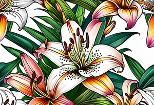 tiger lily  flower tattoo idea