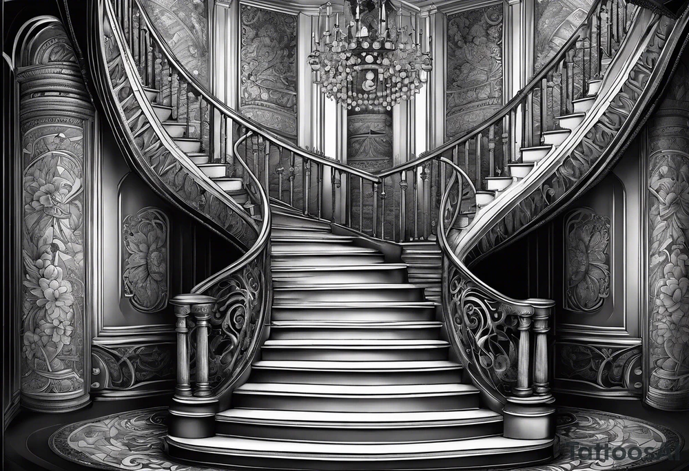 Antique spiral stair case tattoo idea