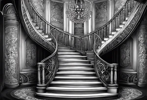 Antique spiral stair case tattoo idea