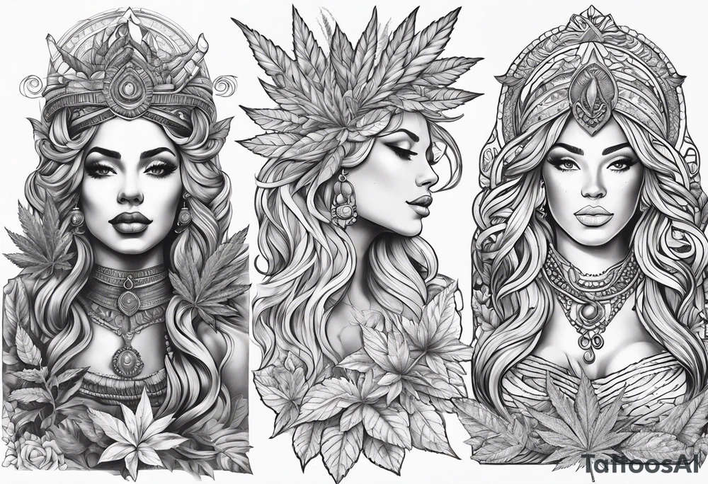 Goddess of marijuana tattoo idea