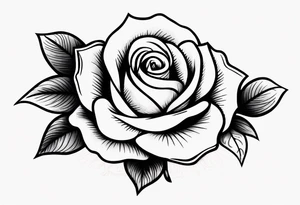 traditional style rose tattoo with the number 5 hidden in it. tattoo idea