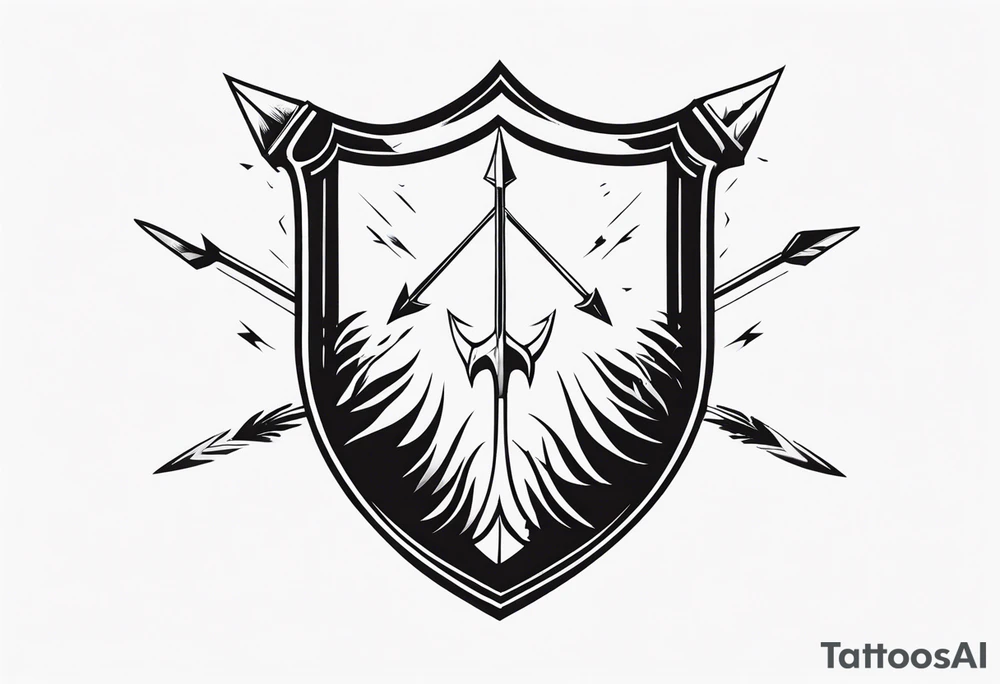 side veiw of flaming arrows hitting shield tattoo idea