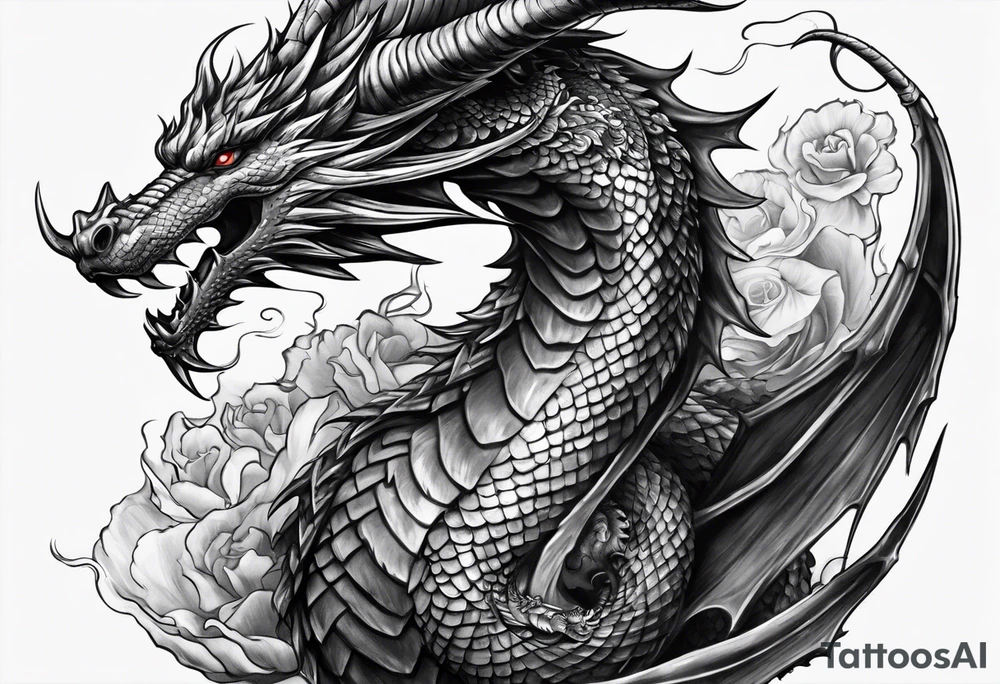 show me a tattoo design where there is a sword and a dragon wrapped around it tattoo idea