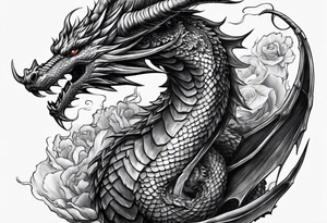 show me a tattoo design where there is a sword and a dragon wrapped around it tattoo idea