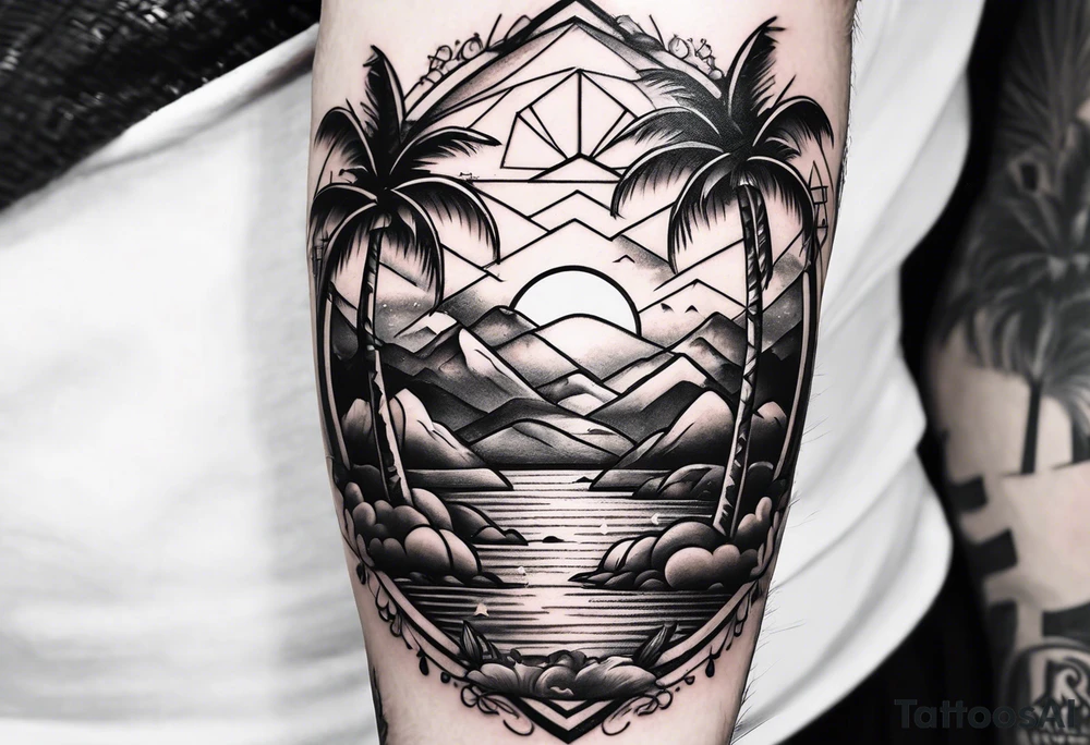 ice cubes and palm trees tattoo idea