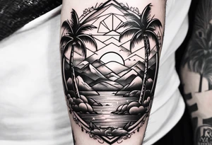 ice cubes and palm trees tattoo idea
