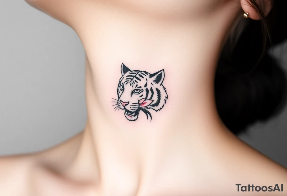 fierce tiger emerging through blooming lotus flowers in mist tattoo idea