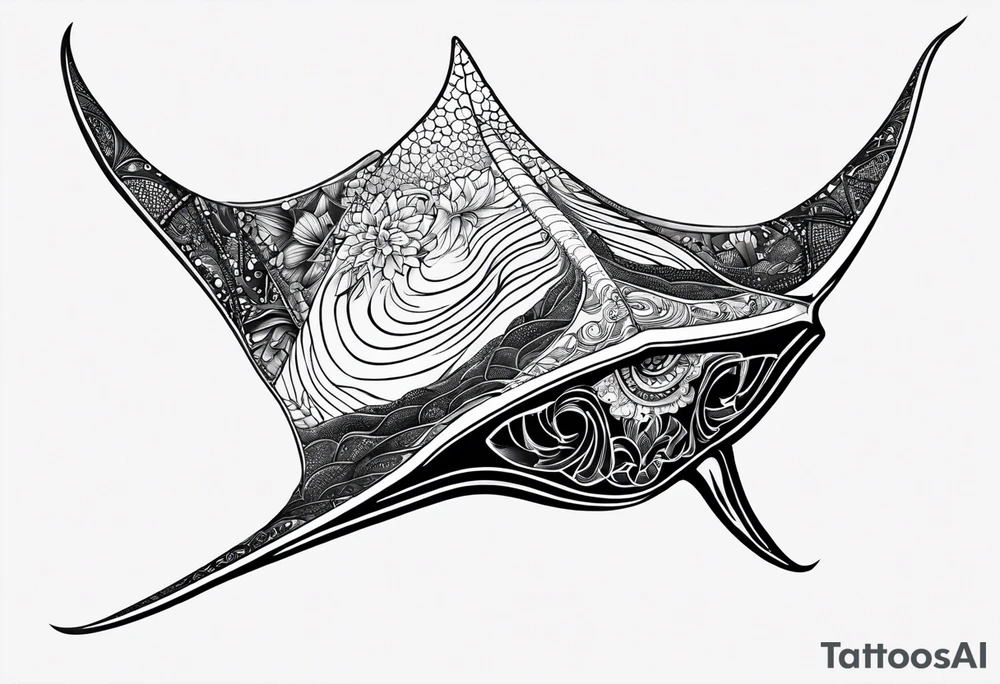 Manta ray swimming tattoo idea