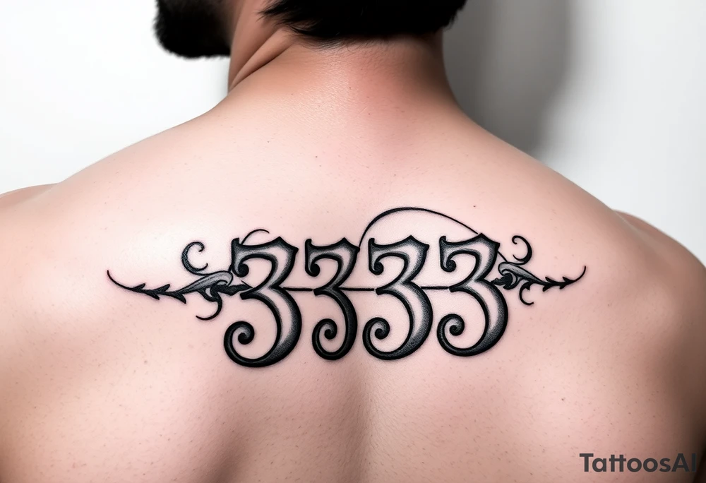 The number 333 going through the name indigo tattoo idea