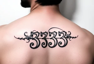 The number 333 going through the name indigo tattoo idea