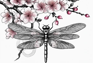 dragon fly with cherry blossoms tattoo idea