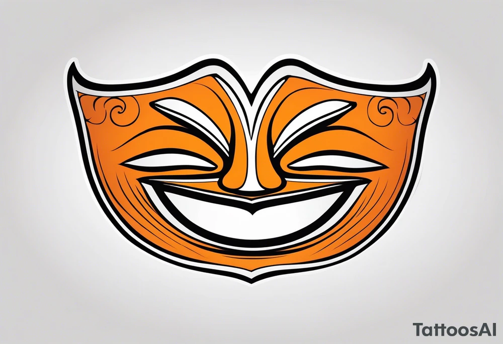 Laughing mask that is orange and black simplistic tattoo idea