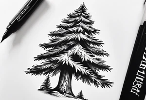 Small dainty detailed fir tree tattoo idea