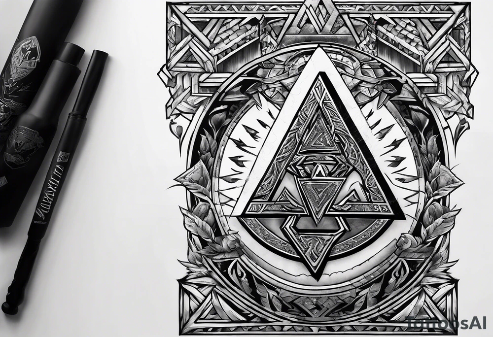 Valhalla valknut sword axe tattoo idea