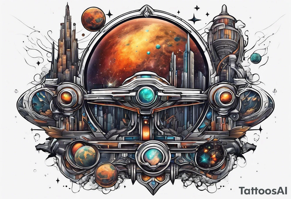 Space, city, planet. tattoo idea