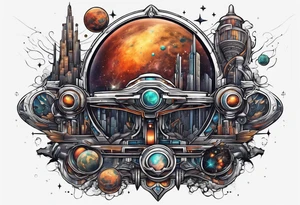 Space, city, planet. tattoo idea