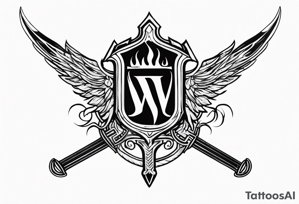 Valhalla fire sword shield tattoo idea