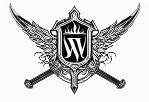 Valhalla fire sword shield tattoo idea