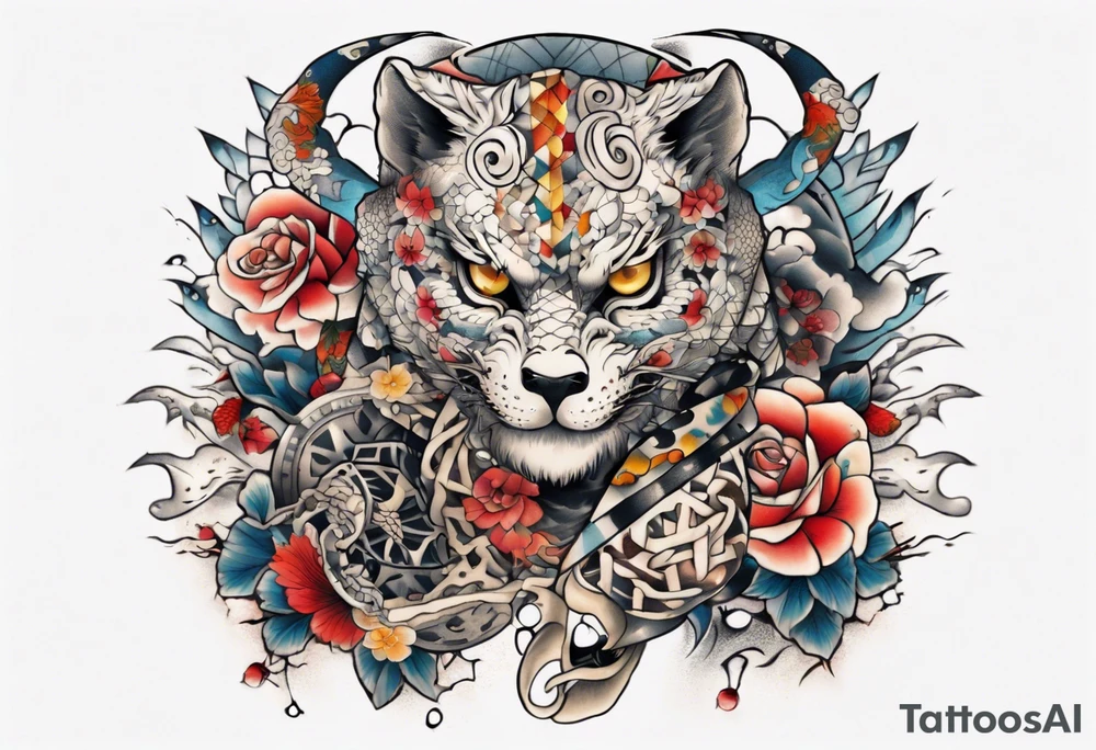 patchwork tattoo for full arms tattoo idea