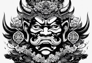 The Japanese say you have three faces. The first face, you show to the world. The second face, you show to your close friends and your family. The third face, you never show anyone.

japanese demon tattoo idea