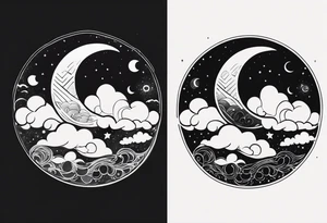 Moon with cloud tattoo idea