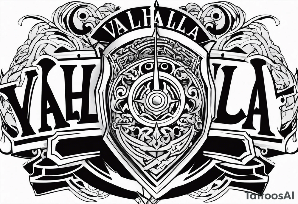 Valhalla sword shield stairs tattoo idea