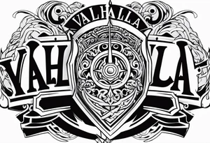 Valhalla  sword shield stairs tattoo idea