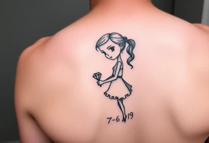 Young girl stick figure with a ruby and 7-6-19 tattoo idea