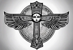 Egyptian cross with light beam shining down tattoo idea