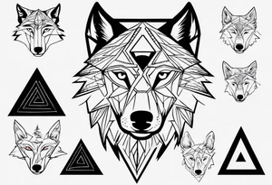wolf head with a triangle on forehead tattoo idea