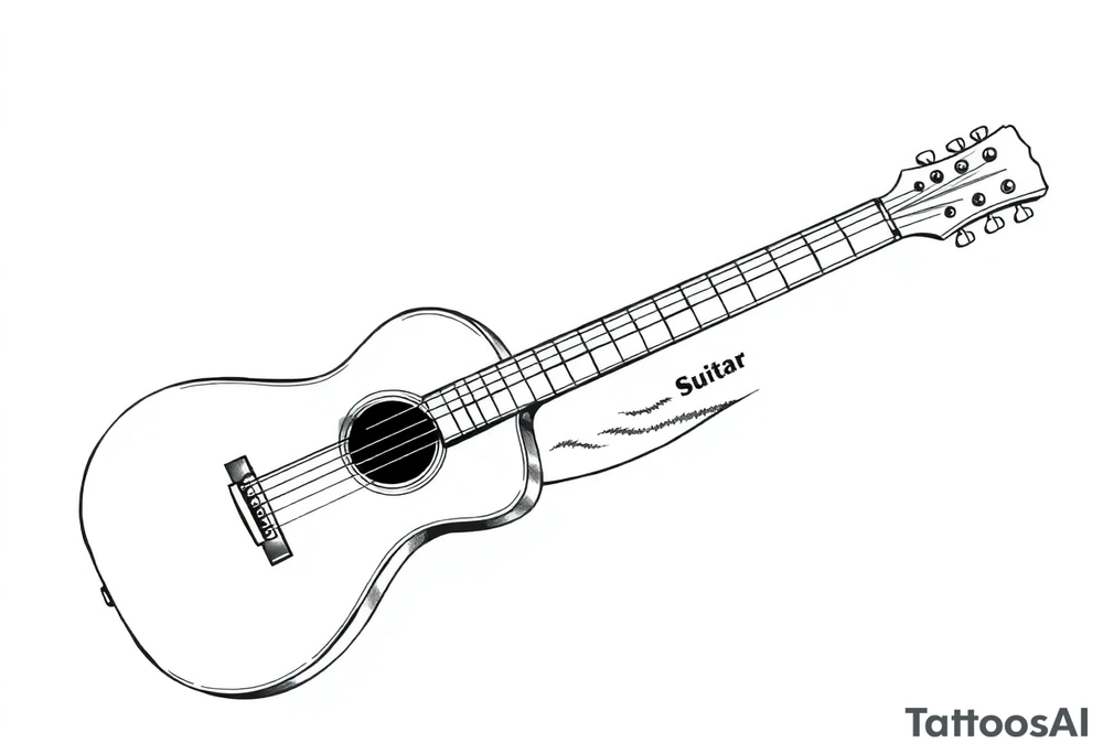 Line traditional American guitar tattoo idea